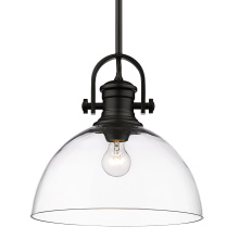 Golden 3118-L BLK-CLR - Yep by Golden Lighting Hines 1-light 14in Pendant in Matte Black and Clear Glass
